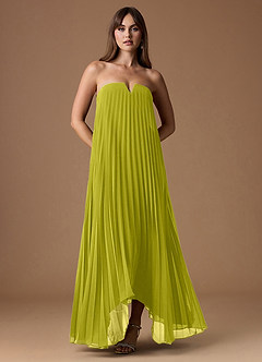 Nahla Lemon Green Allover Pleated Maxi Dress image7