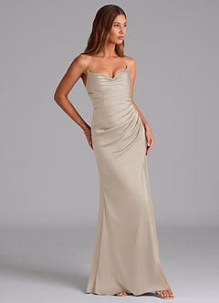 Azazie Claudelle Suknie dla druhen Syrena Bez ramiączek Satyna elastyczna Do ziemi Sukienka image4