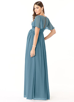 Azazie Verna Maternity Bridesmaid Dresses A-Line V-Neck Ruched Chiffon Floor-Length Dress image4