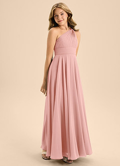 Azazie Charlize Junior Rosette A-Line Pleated Chiffon Dress image5
