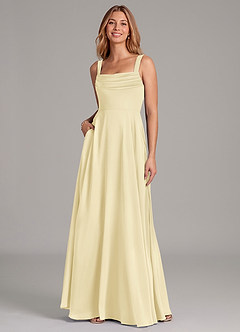 Azazie Shaude Suknie dla druhen Linia A Pofałdowany Szyfon Do ziemi Sukienka image3