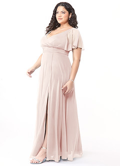 Azazie Induh Bridesmaid Dresses Rose Petal A-Line Flutter V-neck Mesh Dress image9