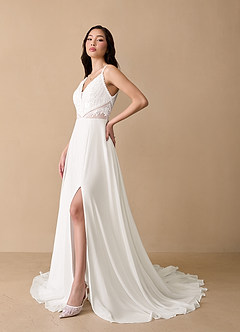 Azazie Moonshine Final Sale Diamond White A-Line Sequins Chiffon Dress image1