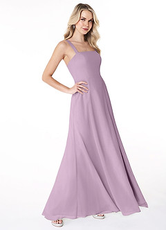 Azazie Jay Bridesmaid Dresses Wisteria A-Line Square Neckline Side Slit Chiffon Dress image3