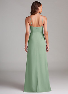 Azazie Maci Robes de demoiselle d'honneur Robe Fourreau en Mousseline de soie Plissée Matcha image7