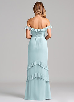 Azazie Marilynn 신부 들러리 드레스 인어 오프 더 숄더 쉬폰 바닥 길이 드레스 image2