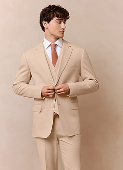 front Savile Tan Wool Blend 3-Piece Suit