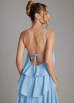 Azazie Deena Bridesmaid Dresses Powder Blue A-Line Ruched Chiffon Dress image6
