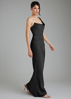 Azazie Sabrina Robes de demoiselle d'honneur Robe Sirène en Satin extensible Corset Noir image9