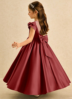 Azazie Toffee vestidos de niña de las flores Vestido Óxido de Satin Mate de Vestido de princesa con Lazo image5