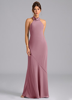 Azazie Velli Bridesmaid Dresses Vintage Mauve Mermaid Bow Chiffon Dress image6