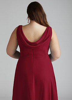 Azazie Karina Bridesmaid Dresses Burgundy A-Line Pleated Chiffon Dress image10