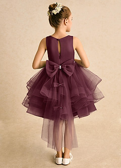 Azazie Tinie Flower Girl Dresses Cabernet Ball-Gown Bow Tulle Dress image1