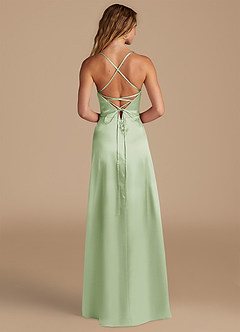 Azazie Mei Bridesmaid Dresses Dusty Sage A-Line Metallic Satin Dress image5