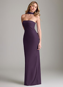 Azazie Lusinda Vestidos de damas de honor Vestido de Ciruela de Gasa de Corte Sirena Convertible con Vestidos sin tirantes image7