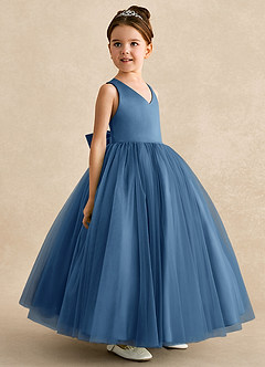 Azazie Peanut Flower Girl Dresses Twilight A-Line Strap Tulle Dress image2