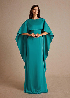 Azazie Eli Abiti per la Madre della Sposa Abito Tubino in Raso Elasticizzato Scollo a barca Verde Acqua image12