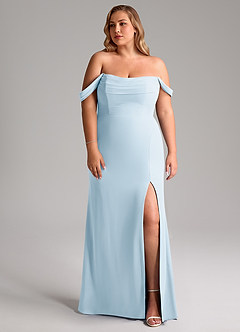 Azazie Saige Bridesmaid Dresses Sky Blue A-Line Off the Shoulder Chiffon Convertible Dress image11