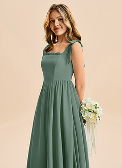 Azazie Delia Junior Abito A-Line in Chiffon Fiocco Eucalipto image7