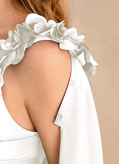 Azazie Rosita Junior Formal Blumenmädchenkleider A-Linie Plissee Matte Satin Kleid Elfenbein image7