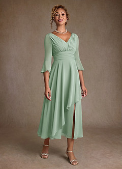 Azazie Aerynne Suknie dla Matki Panny Młodej Linia A Pofałdowany Szyfon Długość herbaty Sukienka image1
