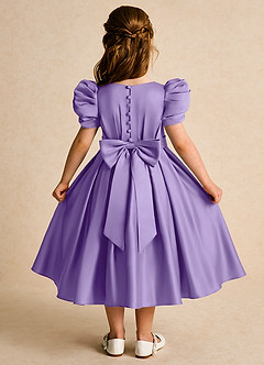 Azazie Miriam Flower Girl Dresses Tahiti Ball-Gown Pleated Matte Satin Dress image1