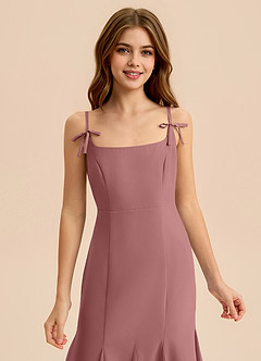 Azazie Evey Junior Desert Rose Mermaid Pleated Chiffon Dress image6