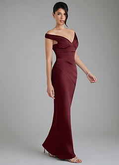 Azazie Stella Bridesmaid Dresses Cabernet Sheath Corset Stretch Satin Convertible Dress image4