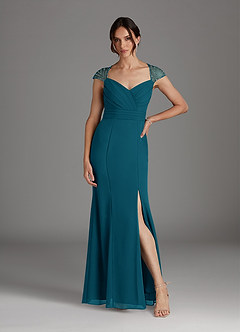 Azazie Blanchett Final Sale Ink Blue Mermaid Sequins Chiffon Dress image2