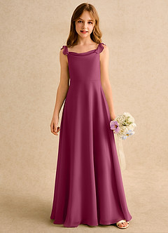 Azazie Puppy Girls Formal Flower Girl Dresses Mulberry A-Line Pleated Chiffon Dress image5