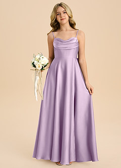 Azazie Bear Junior Frosted Lilac A-Line Sweetheart Neckline Stretch Satin Dress image7