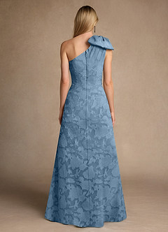 Azazie Easton Mother of the Bride Dresses Steel Blue Ball-Gown One Shoulder Floral Burnout Dress image2
