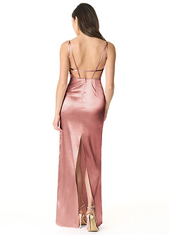 Azazie Kae Slutförsäljning Klänning av Tubklänning i Metallisk satin Champagne image2