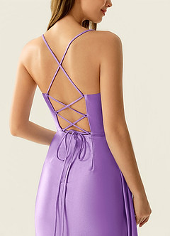 Drape Lavender Satin Prom Dress image7