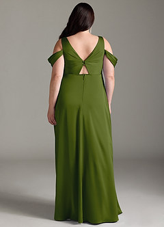 Azazie Rhea Maternity Bridesmaid Dresses A-Line Off-The-Shouler Pleated Stretch Satin Floor-Length Dress image9
