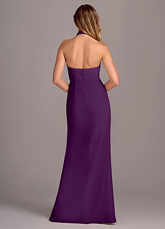 Azazie Jemma Bridesmaid Dresses Grape Sheath Pleated Chiffon Dress image2