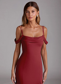 Azazie Callan Bridesmaid Dresses Pomegranate Mermaid Pleated Chiffon Convertible Dress image4