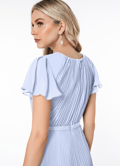 Azazie Kara Modest brudtärna klänningar Klänning A-Line Plisserad Golvlängd Chiffong image6