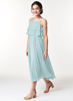 Azazie Ensley Junior Mist A-Line Pleated Chiffon Dress image3
