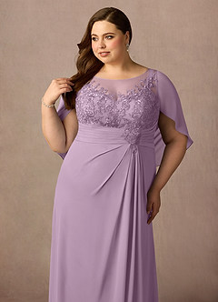 Azazie Hera Abiti per la Madre della Sposa Abito A-Line in Chiffon in Pizzo con Mantellina Glicine image11