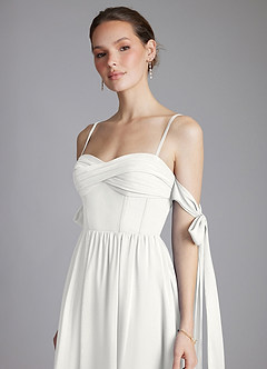Azazie Ayanna Bridesmaid Dresses White A-Line Off the Shoulder Chiffon Dress image4