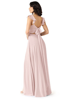 Azazie Everett Vestidos de damas de honor Vestido de Rosa Rubor de Gasa de Corte en A con Cuello en V fruncido image2