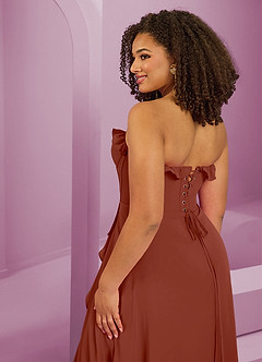 Barbie ♥ Azazie Jurken voor bruidsmeisjes Jurk van Chiffon met A-Lijn Sweetheart Halslijn Kastanjebruin image9