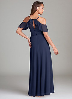 Azazie Dakota Bridesmaid Dresses Dark Navy A-Line Off the Shoulder Mesh Dress image4