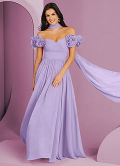 Barbie ♥ Azazie Jurken voor bruidsmeisjes Converteerbaar Jurk van Chiffon met A-Lijn Off the Shoulder Lila image13