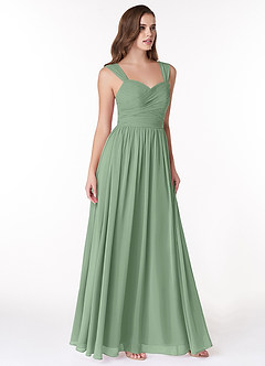 Azazie Zapheira Bridesmaid Dresses Matcha A-Line Ruched Chiffon Dress image4