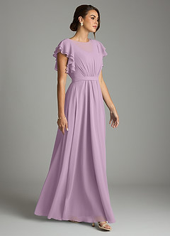 Azazie Daphne Modest Bridesmaid Dresses A-Line Ruffled Chiffon Floor-Length Dress image4
