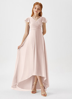 Azazie Breanne Junior Vestido de Pétalo De Rosa de Gasa de Corte En A image3