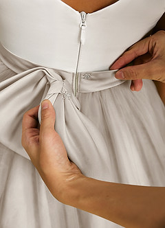 Azazie Sprout Flower Girl Dresses Frost A-Line Bow Tulle Dress image5