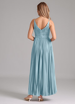 Azazie Raychelle Brautjungfernkleider A-Linie Plissee Stretch-Satin Kleid Stimmungsvolles Blau image4